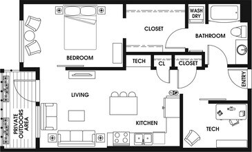1 Bed/1 Bath Den-B1-2 522 floor plan
